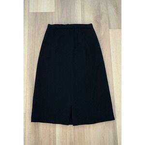 Evan Picone Vintage Womens Black Midi Wool Skirt USA Union Tag‎ Lined Slit Back